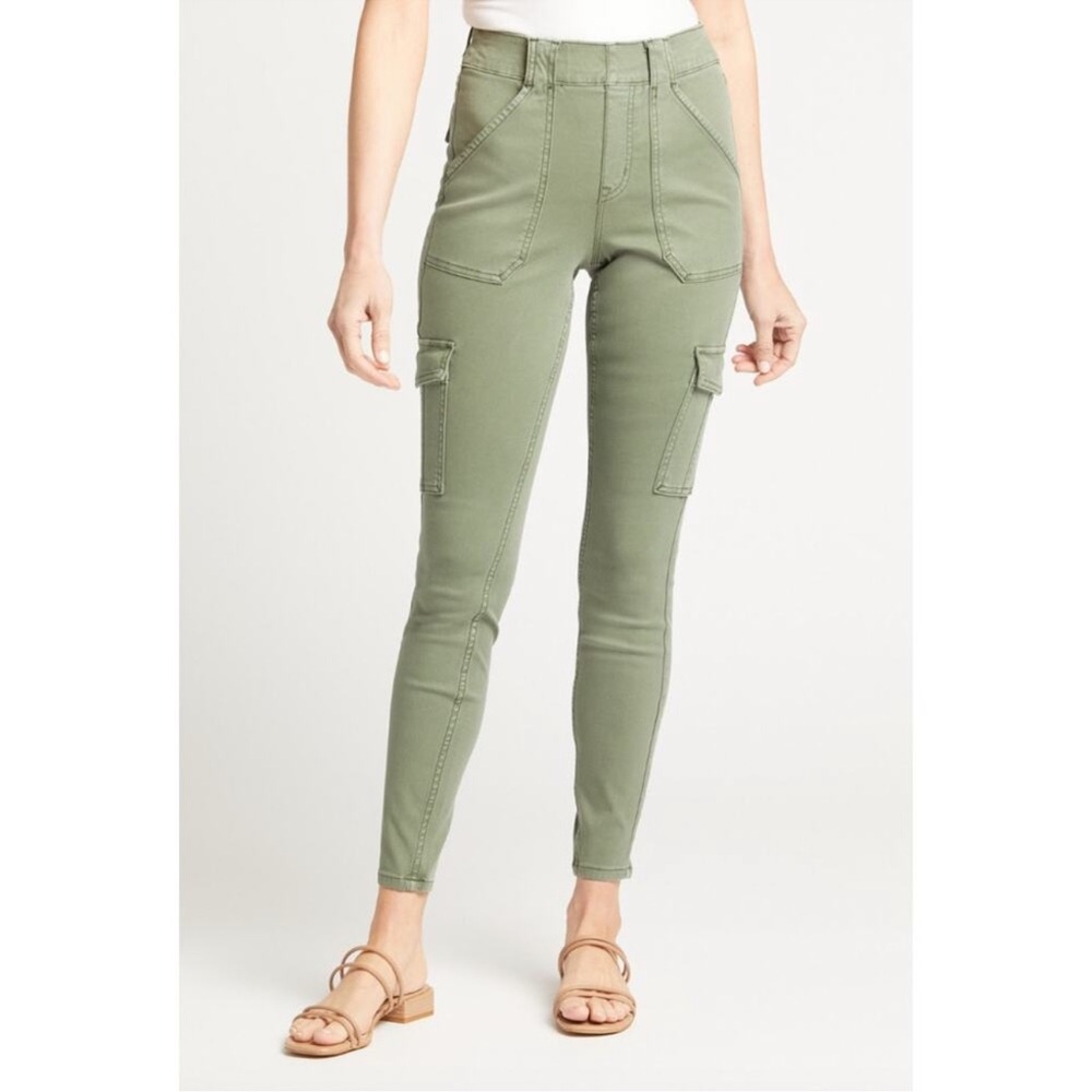 SPANX Olive Green Cotton Blend Stretch Twill Ankle Skinny Cargo Pant Medium